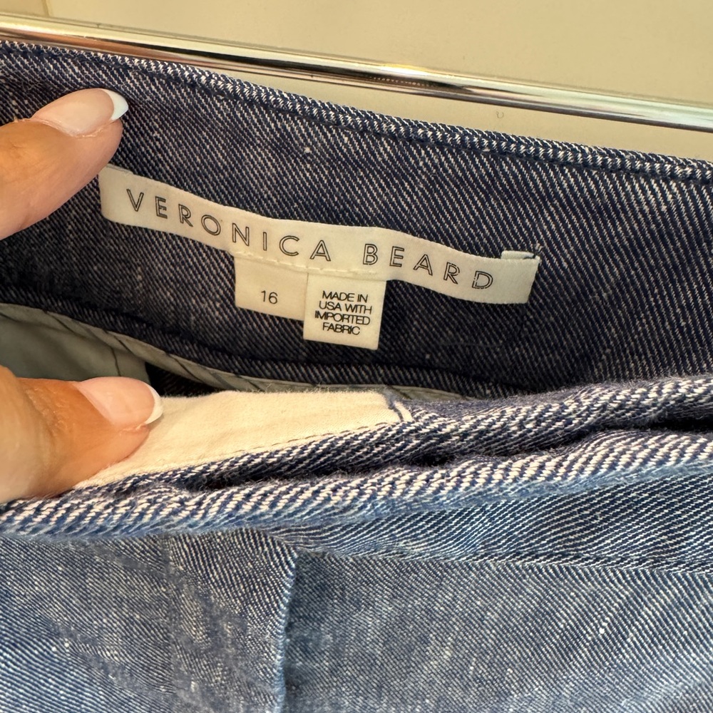 Veronica Beard Chambray Cropped Pants - Size 16 - Picture 9 of 13